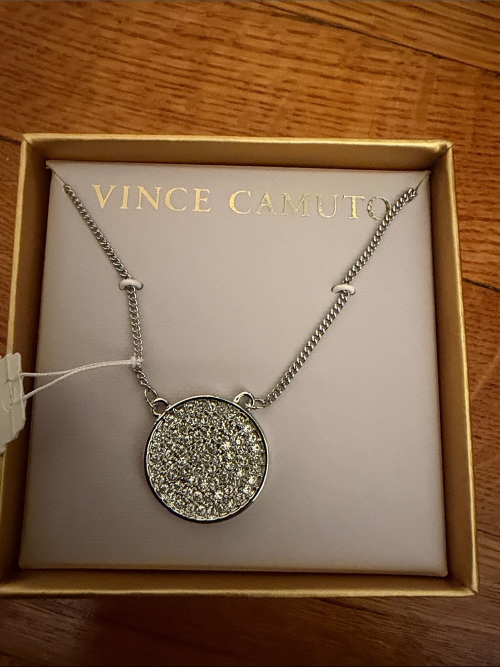 Vince Camuto Silver Crystal Pavé Round Pendant Necklace